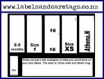 Personalised size labels